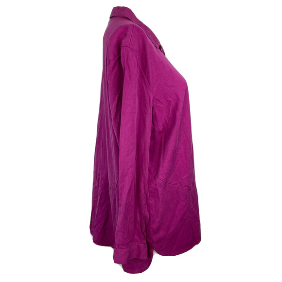 J Jill Shirt‎ Womens Sz M Tunic Purple Collared Long Sleeve Pullover Top Buttons - Picture 3 of 8